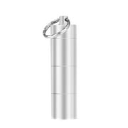 2pcs Small Pocket Pill Box Keychain Portable Mini Alloy Pill Organizer Case Container for Purse Waterproof Metal Pill Holder Medicine Bottle for Outdoor Camping Travel Silver